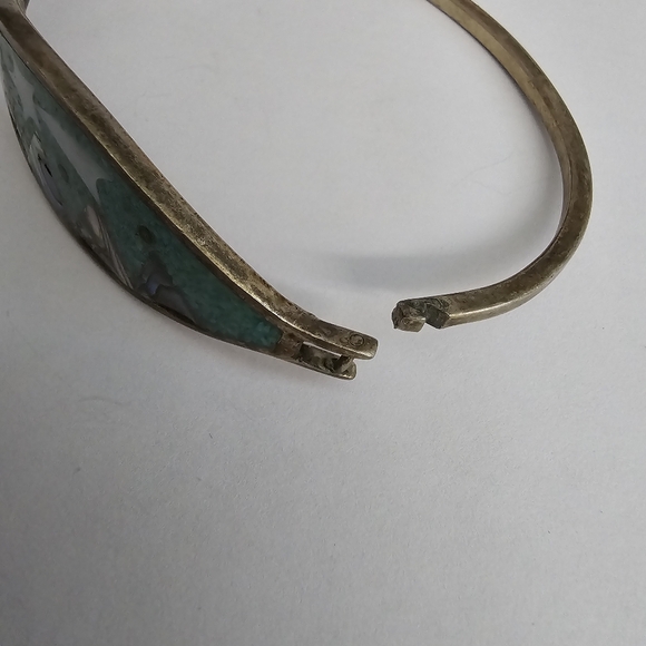 Vintage mountain scene bracelet shooting star silver tone crushed turquoise - Picture 12 of 16